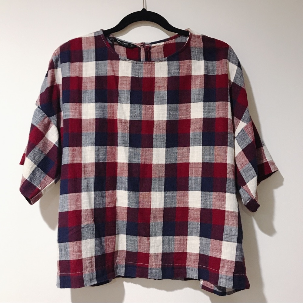 GUC Zara plaid top SZ S